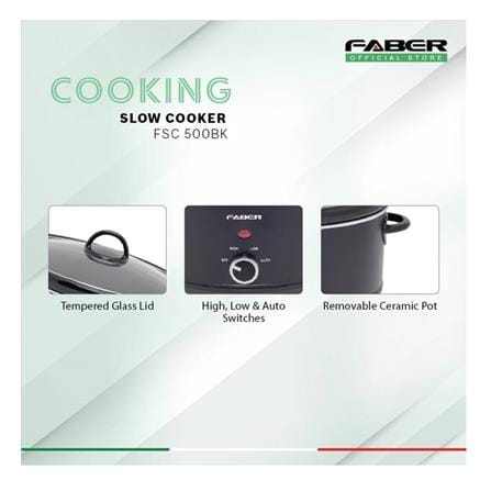 FABER SLOW COOKER FSC 500BK 320WATT 5LITER