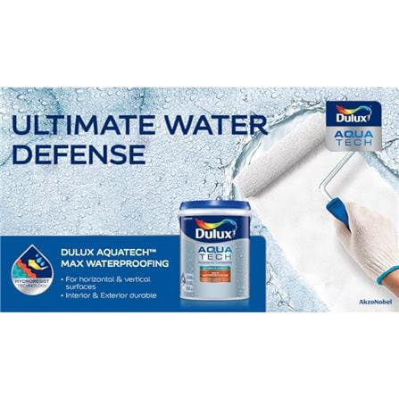 DULUX AQUATECH WATERPROOF 5KG GREY INTERIOR/EXTERIOR PAINT