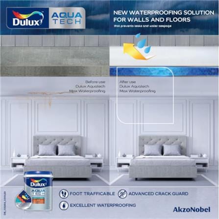 DULUX AQUATECH WATERPROOF 20KG GREY INTERIOR/EXTERIOR PAINT
