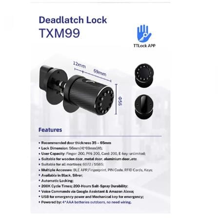 T-REX SMART DOOR LOCK TXM 99 BLACK