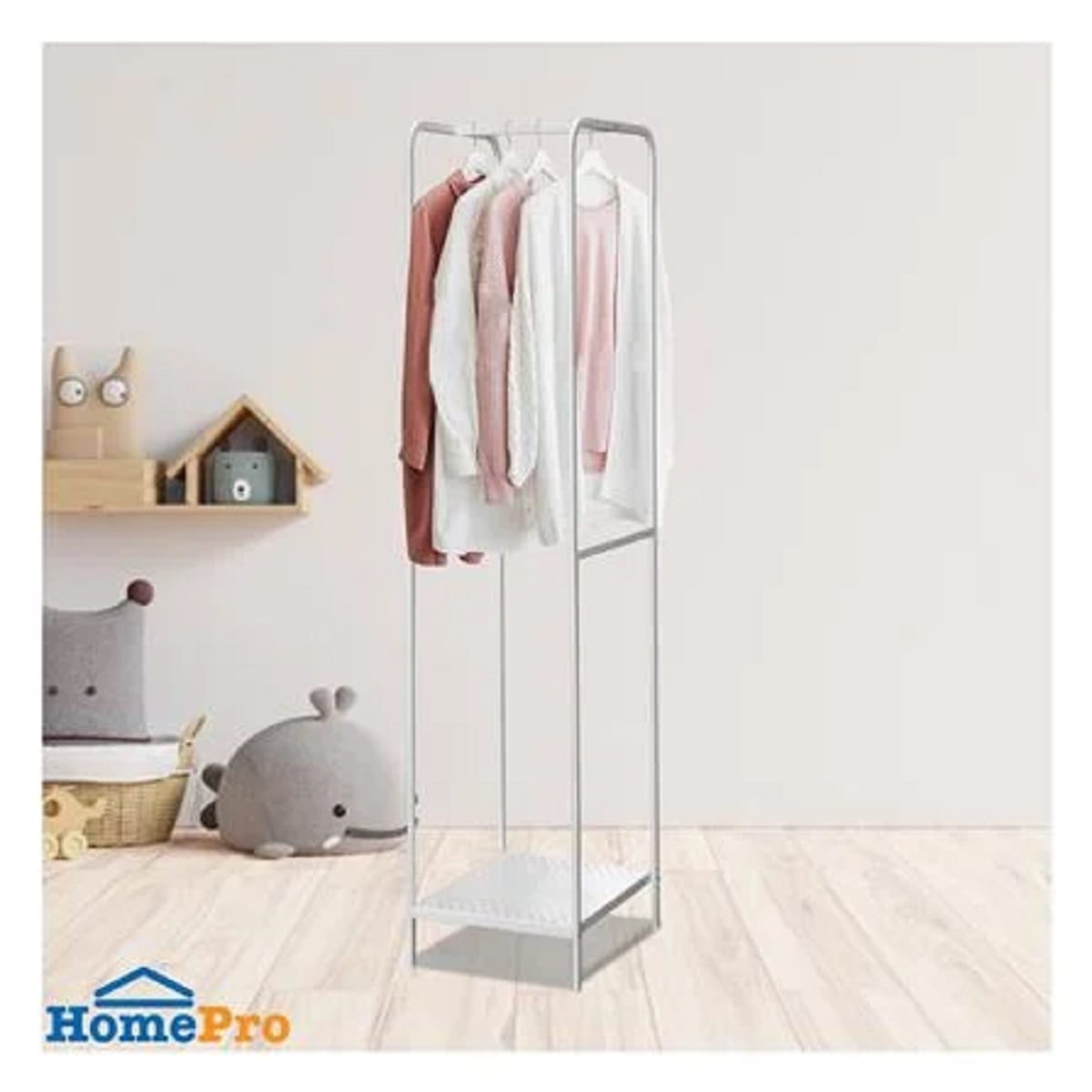 CLOTH RACK WITH 1 SHELF 37cm COCO WHITE