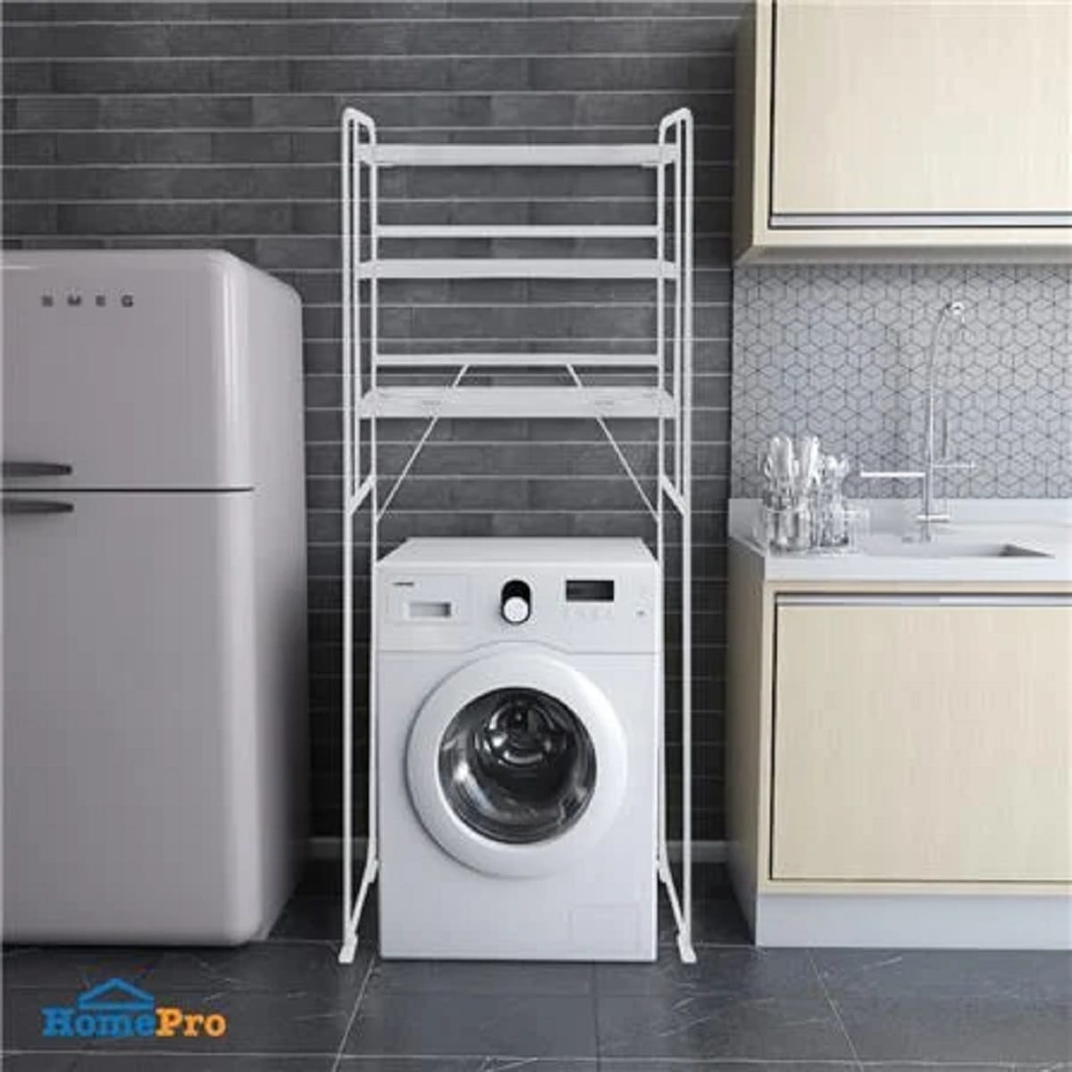 OVER WASHING MACHINE SHELF PLIM 3-TIER 68X45X175CM WHITE