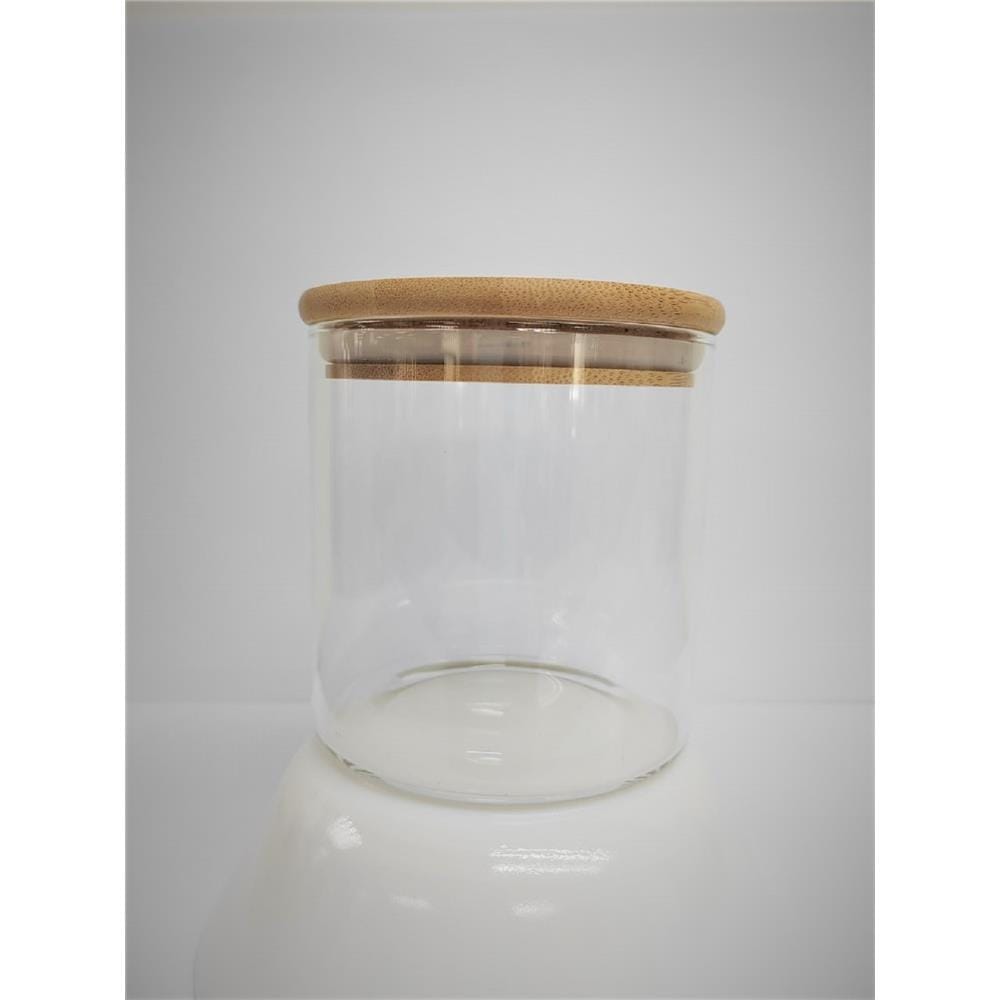 BOROSILICATE GLASS CANISTER WITH WOODEN LID 785ML 10X10CM -GW-BSC-10X10