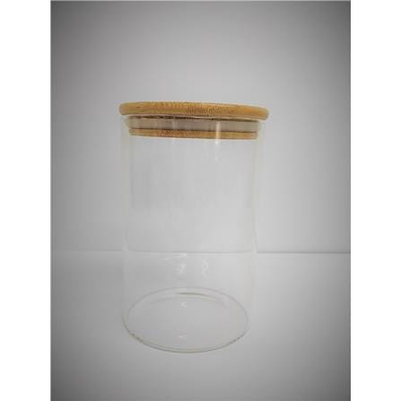 BOROSILICATE GLASS CANISTER WITH WOODEN LID 1180ML 10X15CM - GW-BSC-10X15