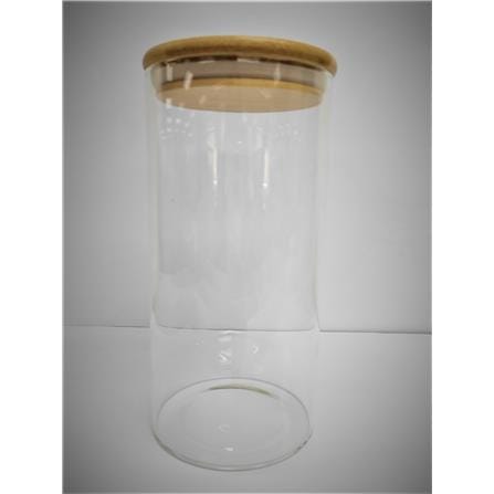 BOROSILICATE GGLASS CANISTER WITH WOODEN LID 1570MLC10X20CM - GW-BSC-10X20