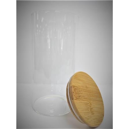 BOROSILICATE GGLASS CANISTER WITH WOODEN LID 1570MLC10X20CM - GW-BSC-10X20