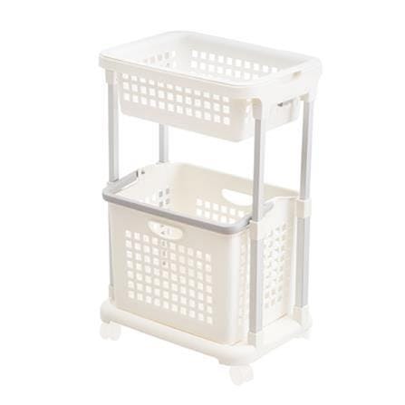 CLOTH BASKET 2TIERS PW608 WHITE PLIM