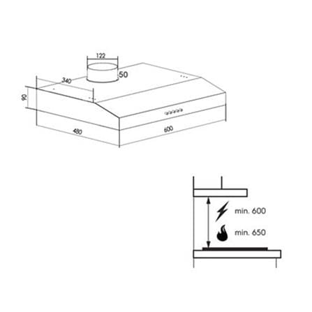 ELECTROLUX SLIM HOOD ECF6214X 60CM 600M3/H