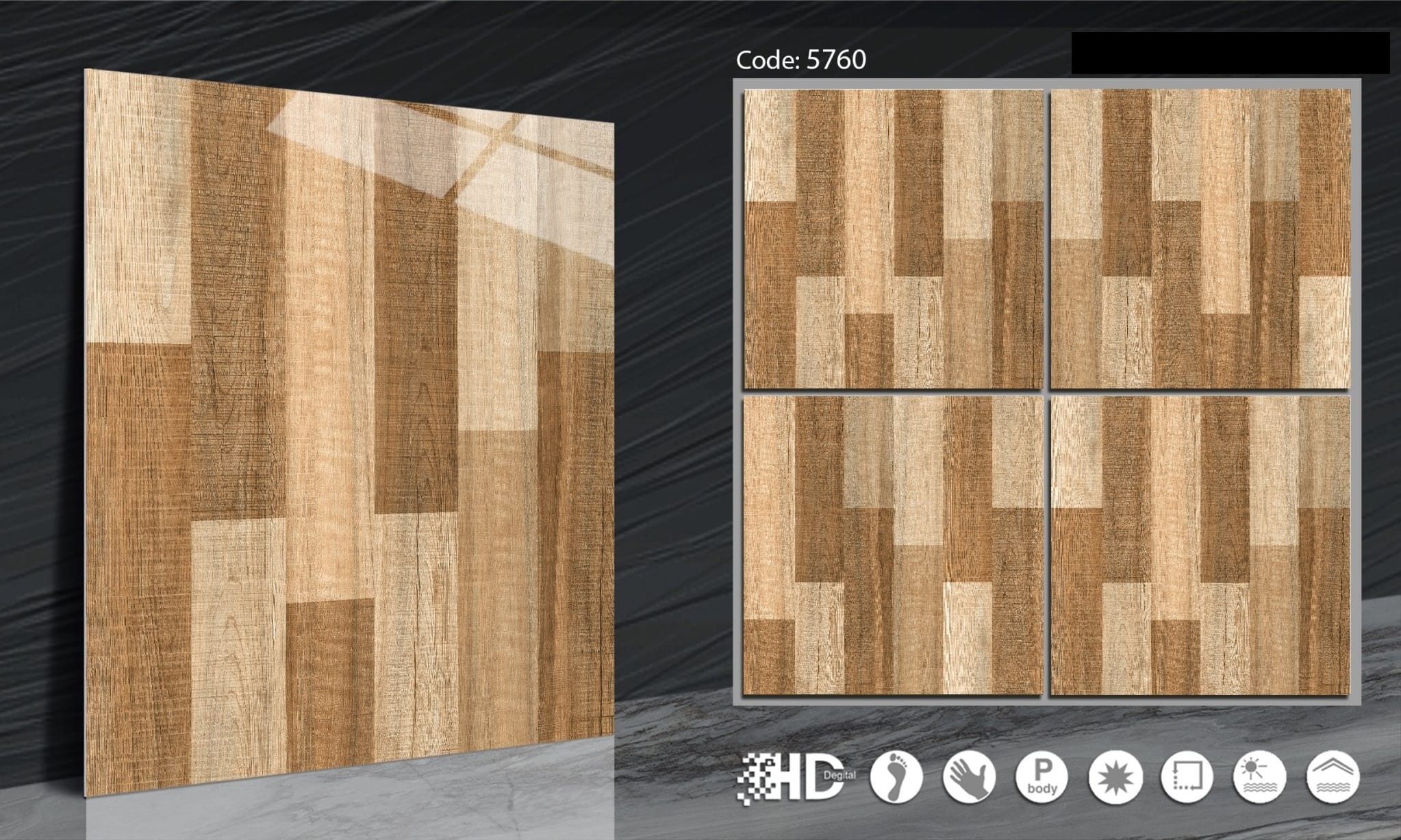 TARA FLOORTILE 60X60CM BROWN TEAK WOOD 1.44M2