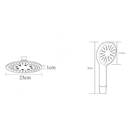 RASLAND RAIN SHOWER RAIN-BKK STAINLESS STEEL BLACK (H115XW20XD34 CM)