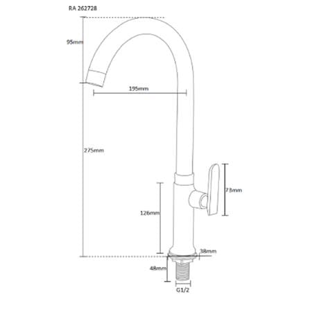 RASLAND SINK FAUCET 262728 STAINLESS STEEL 304
