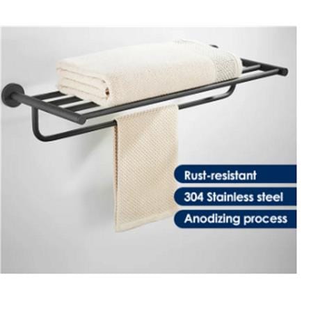 RASLAND TOWEL SHELF RACK RA MATTE BLACK (H60XW120XD23 CM)
