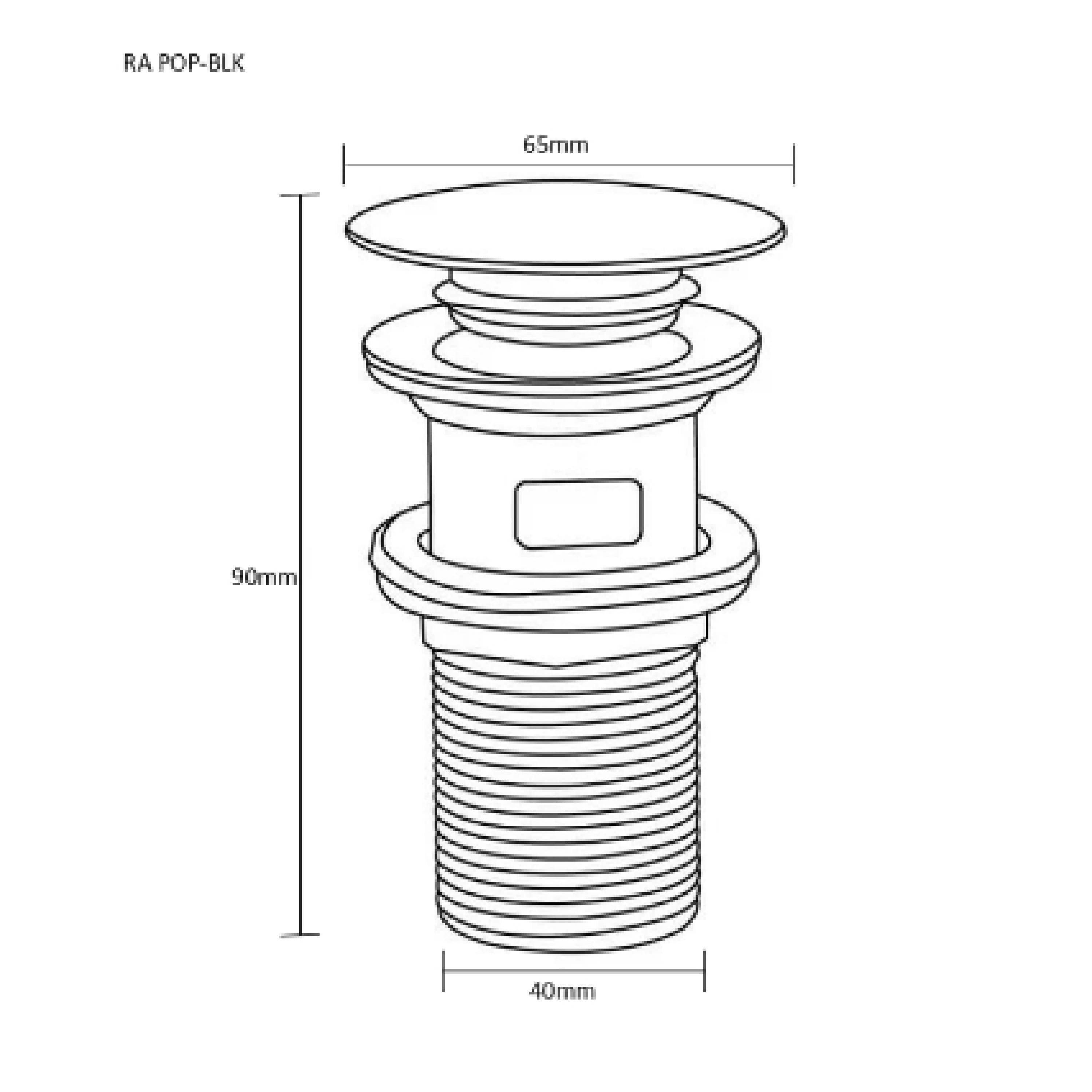 RASLAND BASIN PLUG WASTE POP-BLACK STAINLESS STEEL 304
