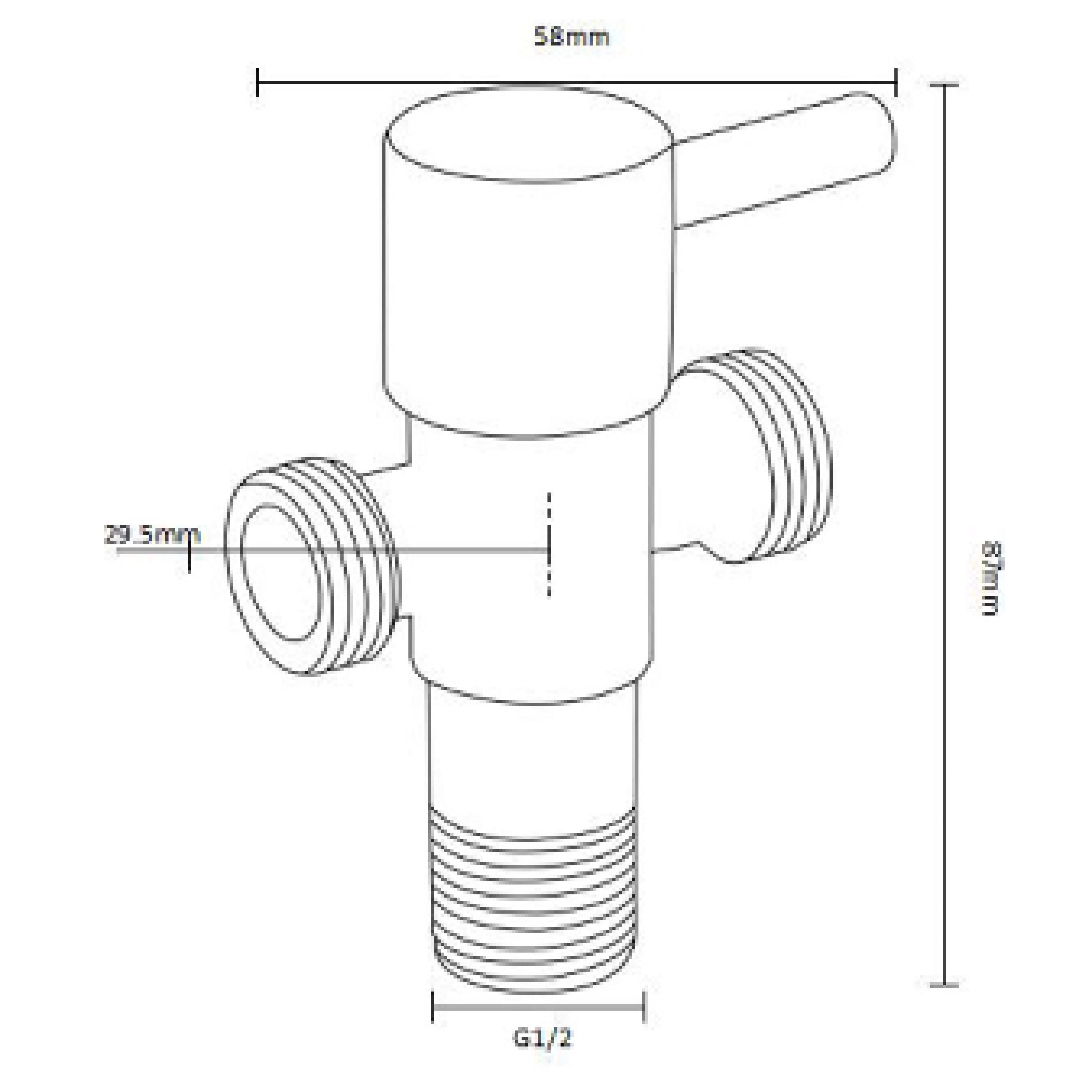 RASLAND STOP VALVE 2 WAY RA BLACK STAINLESS STEEL