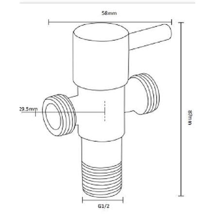 RASLAND STOP VALVE 2 WAY RA BLACK STAINLESS STEEL