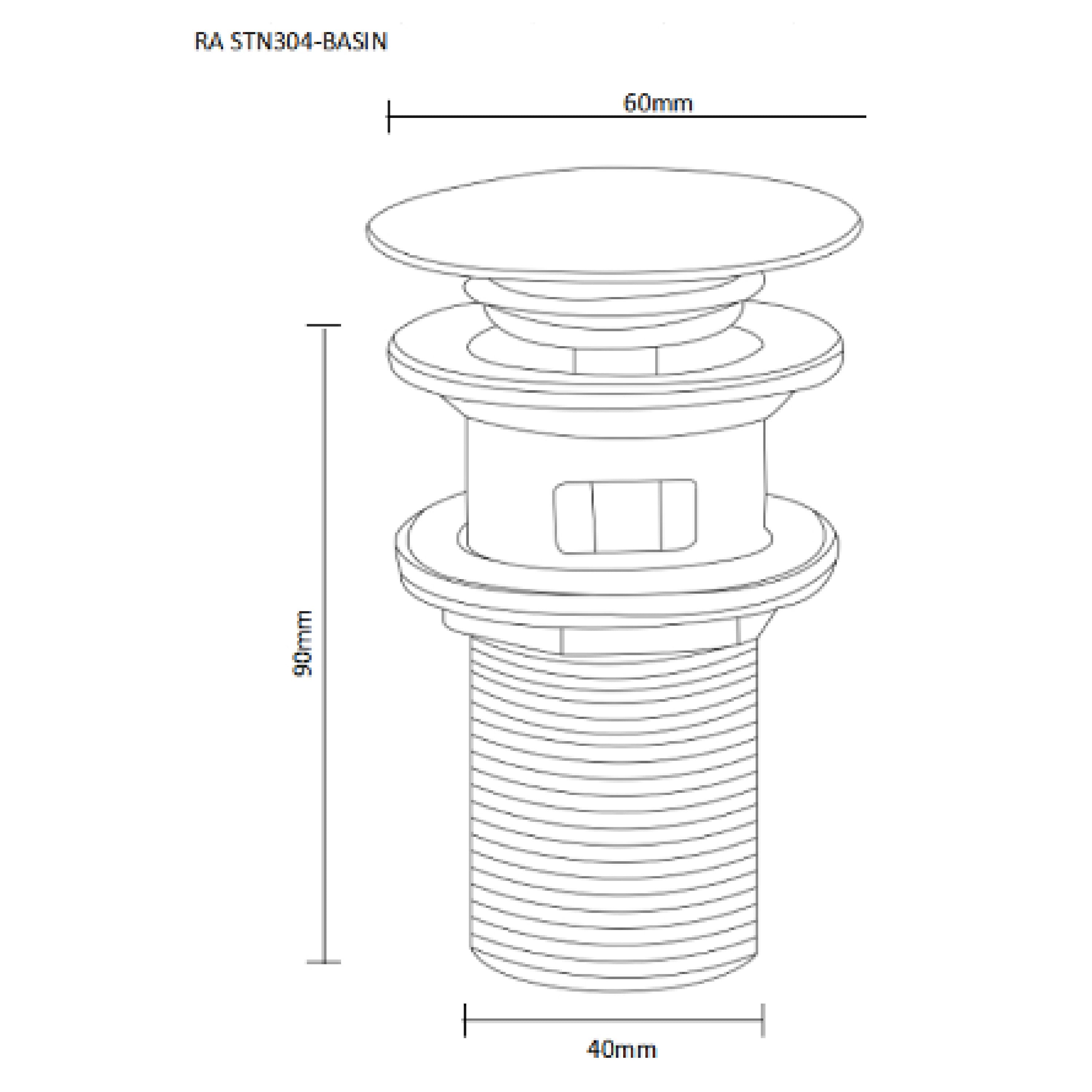 RASLAND BASIN PLUG WASTE RA STN304 STAINLESS STEEL