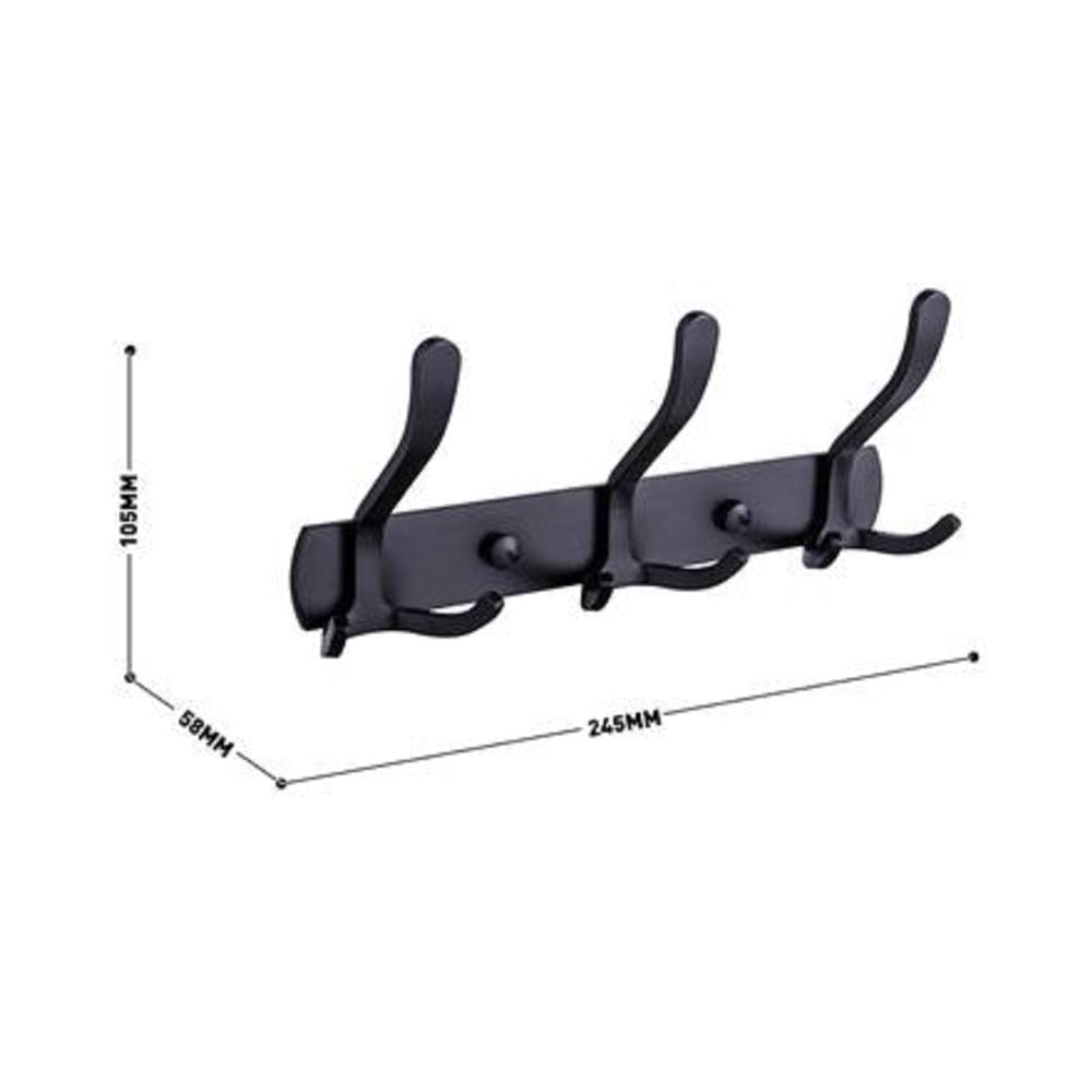 RASLAND HOOK 3 RA 1234-BLACK ALUMINIUM (H10.50XW24.50XD5.80 CM)