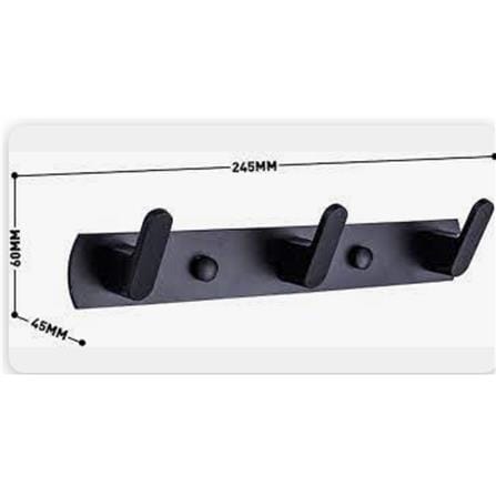RASLAND 3 HOOK RA 5678-BLACK ALUMINIUM (H4.50XW24.50XD6 CM)