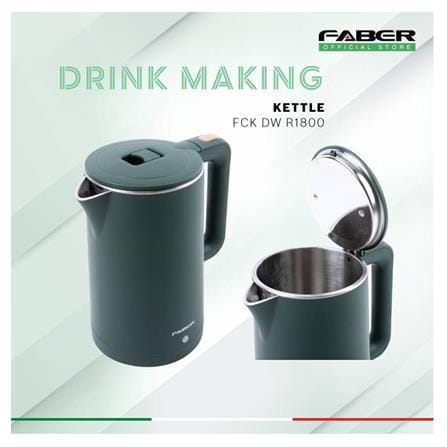 FABER KETTLE FCK DW R1800 1500W 1.8L GREEN DOUBLE WALL