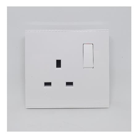 FLAT PIN SWITCH SOCKET 13A 1GANG SIMON E6 721382 WHITE