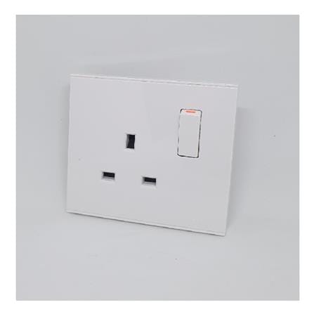 FLAT PIN SWITCH SOCKET 13A 1GANG SIMON E6 721382 WHITE