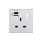 13A 1GANG FLAT PIN WITH 2USB 721384 WHITE SIMON