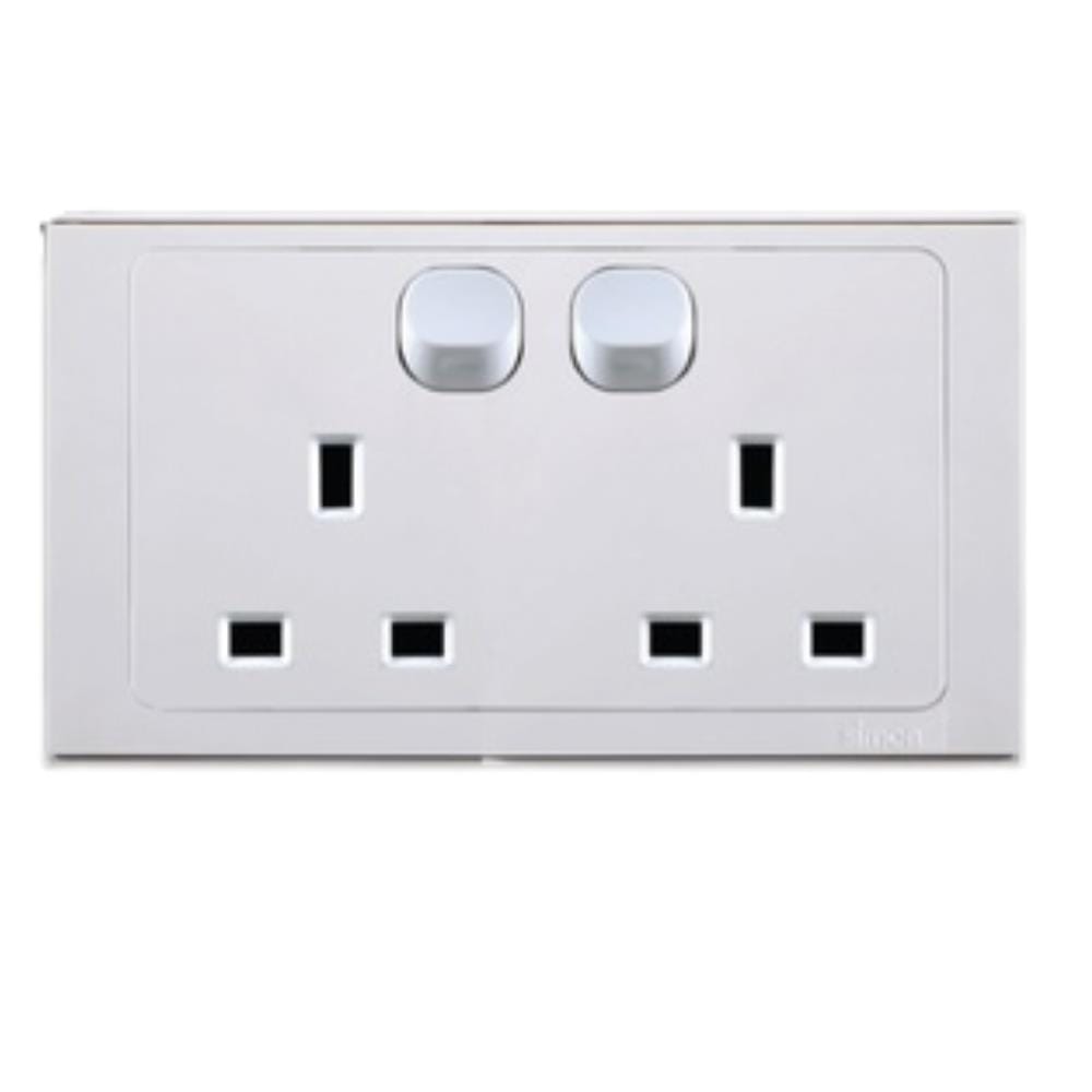 SIMON SWITCH SOCKET 13A 2GANG 1WAY 724583/582 WHITE