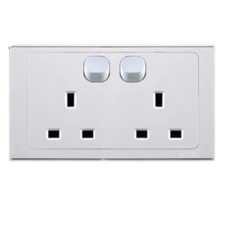 SIMON SWITCH SOCKET 13A 2GANG 1WAY 724583/582 WHITE