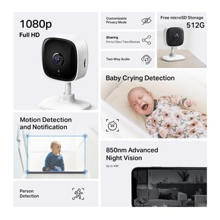 TP-LINK WIFI HOME SECURITY CAMERA TAPO C100 WHITE