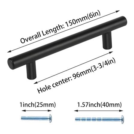 AVIO FURNITURE HANDLE A362 STAINLESS STEEL 96MM MATT BLACK EACH