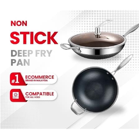 RUSSELL TAYLORS 316 STAINLESS STEEL  NON-STICK HONEY COMB WOK 34CM