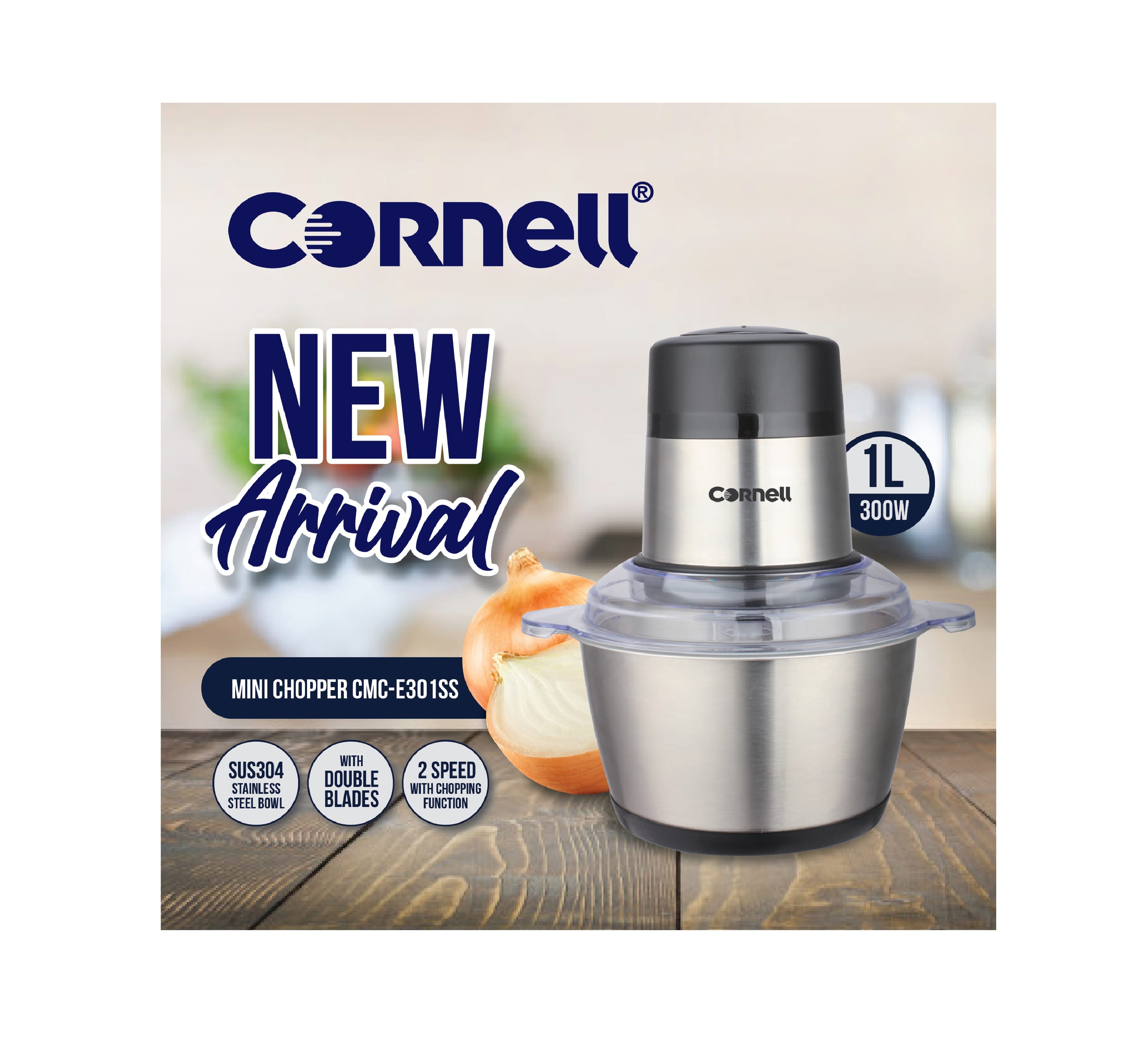 CORNELL FOOD CHOPPER CMC-E301SS 300W 1L STAINLESS STEEL