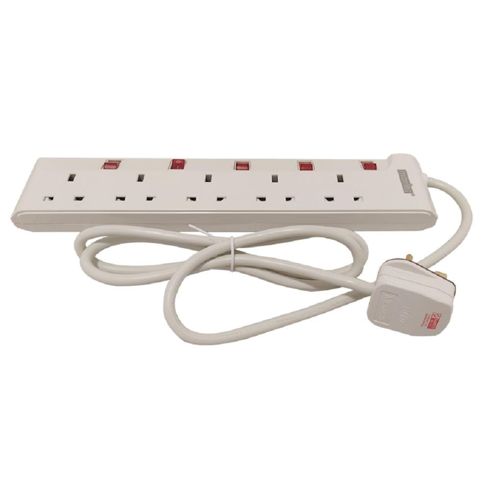 MORRIES EXTENSION SOCKET 5GANG 1.5M WITH NEON WHITE MS3255-1.5