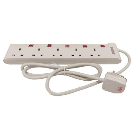 MORRIES EXTENSION SOCKET 5GANG 1.5M WITH NEON WHITE MS3255-1.5