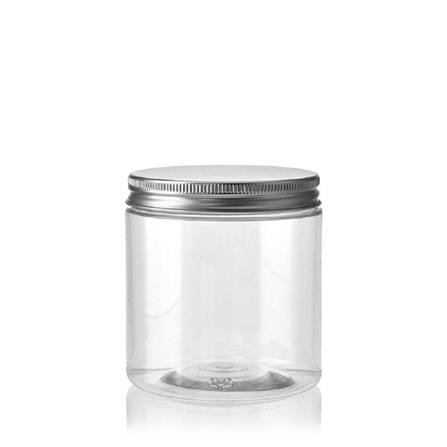 PLASTIC PET JAR 0.8L WITH ALUMINIUM SILVER LID