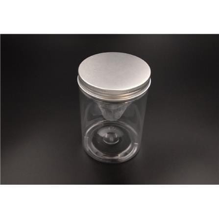 PLASTIC PET JAR 0.8L WITH ALUMINIUM SILVER LID