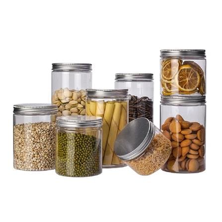 PLASTIC PET JAR 0.8L WITH ALUMINIUM SILVER LID