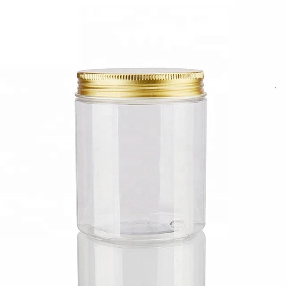 PLASTIC PET JAR 0.8L WITH ALUMINIUM GOLD LID