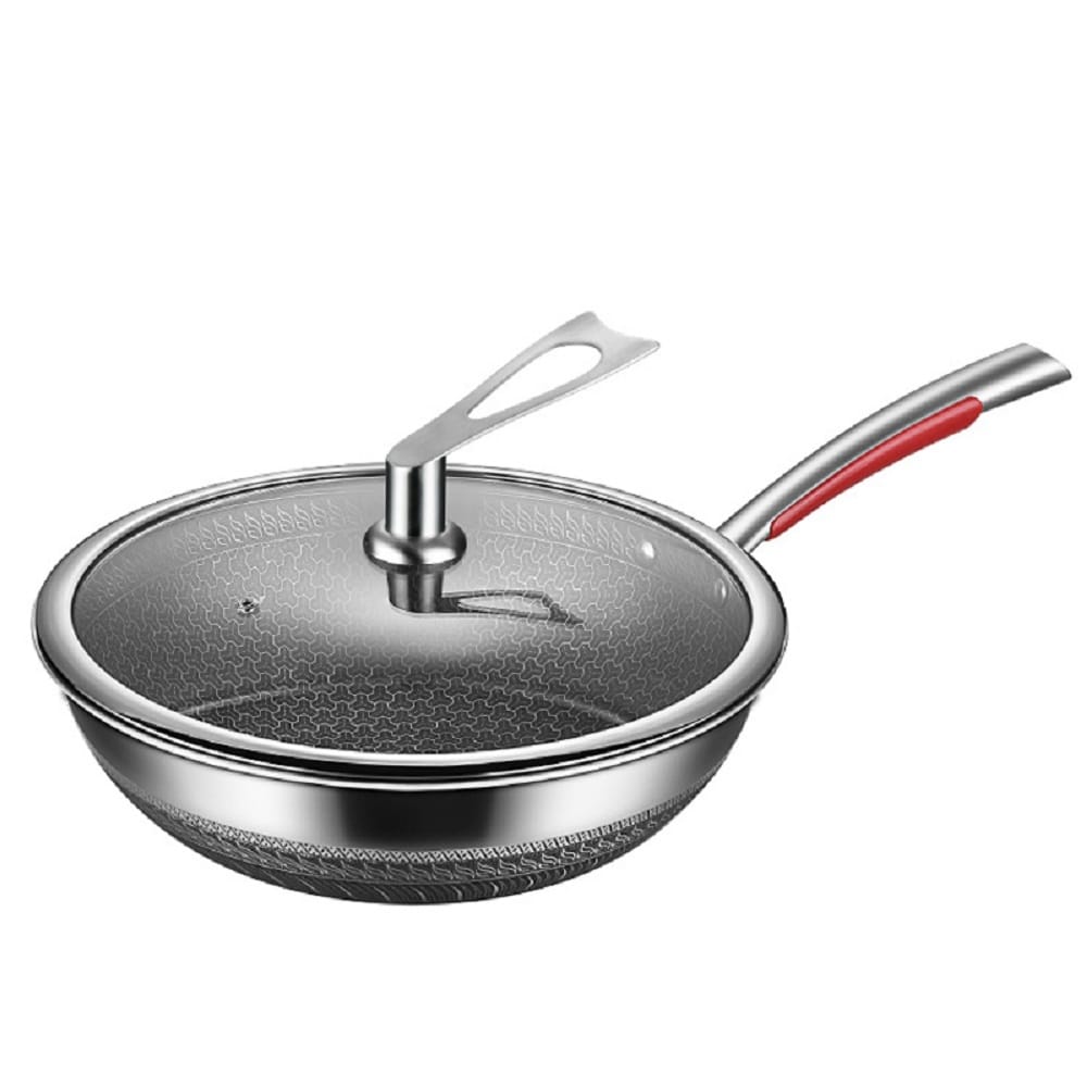 RUSSELL TAYLORS 316 STAINLESS STEEL  NON-STICK HONEY COMB WOK 30CM