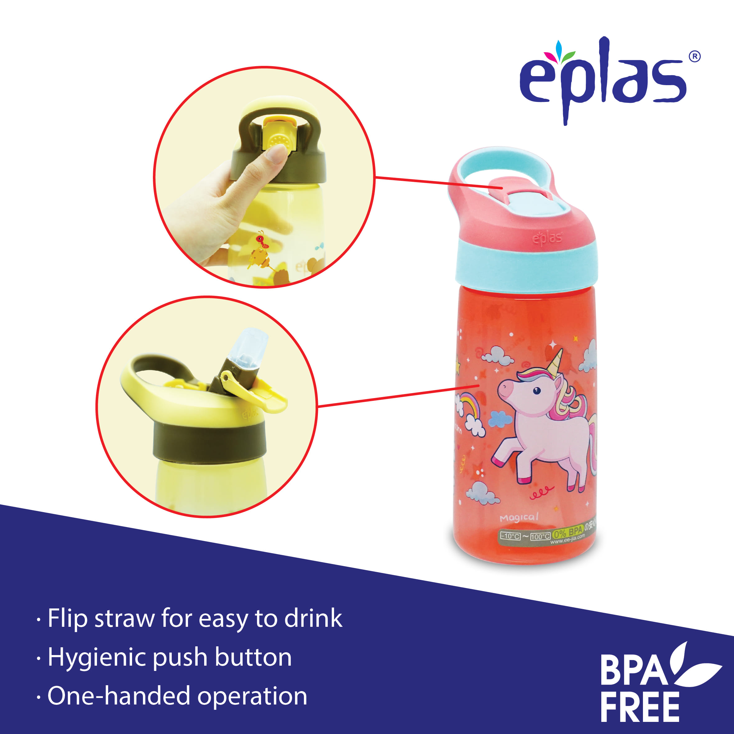 EPLAS KIDS WATER BOTTLE 550ML PP BPA-FREE EBSP-550PP