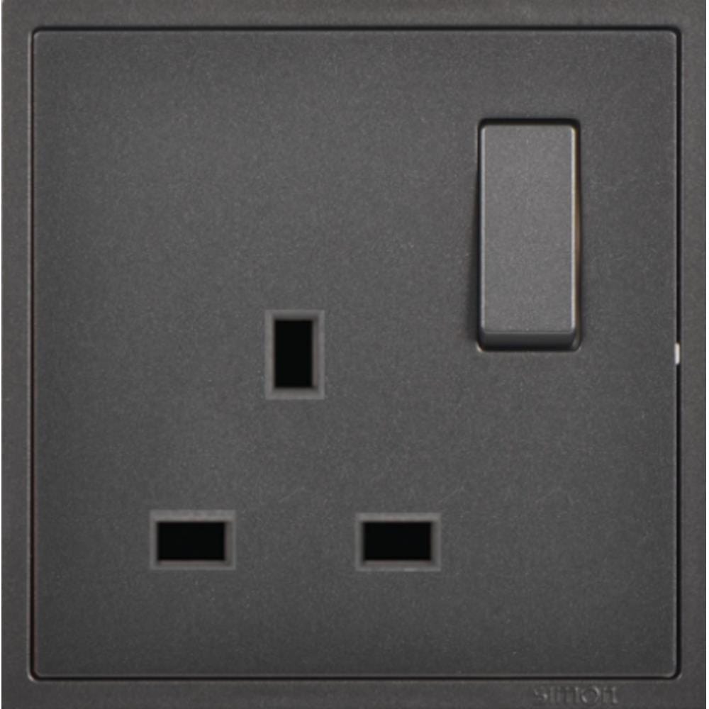 SIMON 13A 1 GANG FLAT PIN SOCKET H701382 BLACK