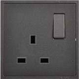 SIMON 13A 1 GANG FLAT PIN SOCKET H701382 BLACK