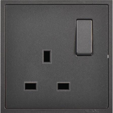 SIMON 13A 1 GANG FLAT PIN SOCKET H701382 BLACK