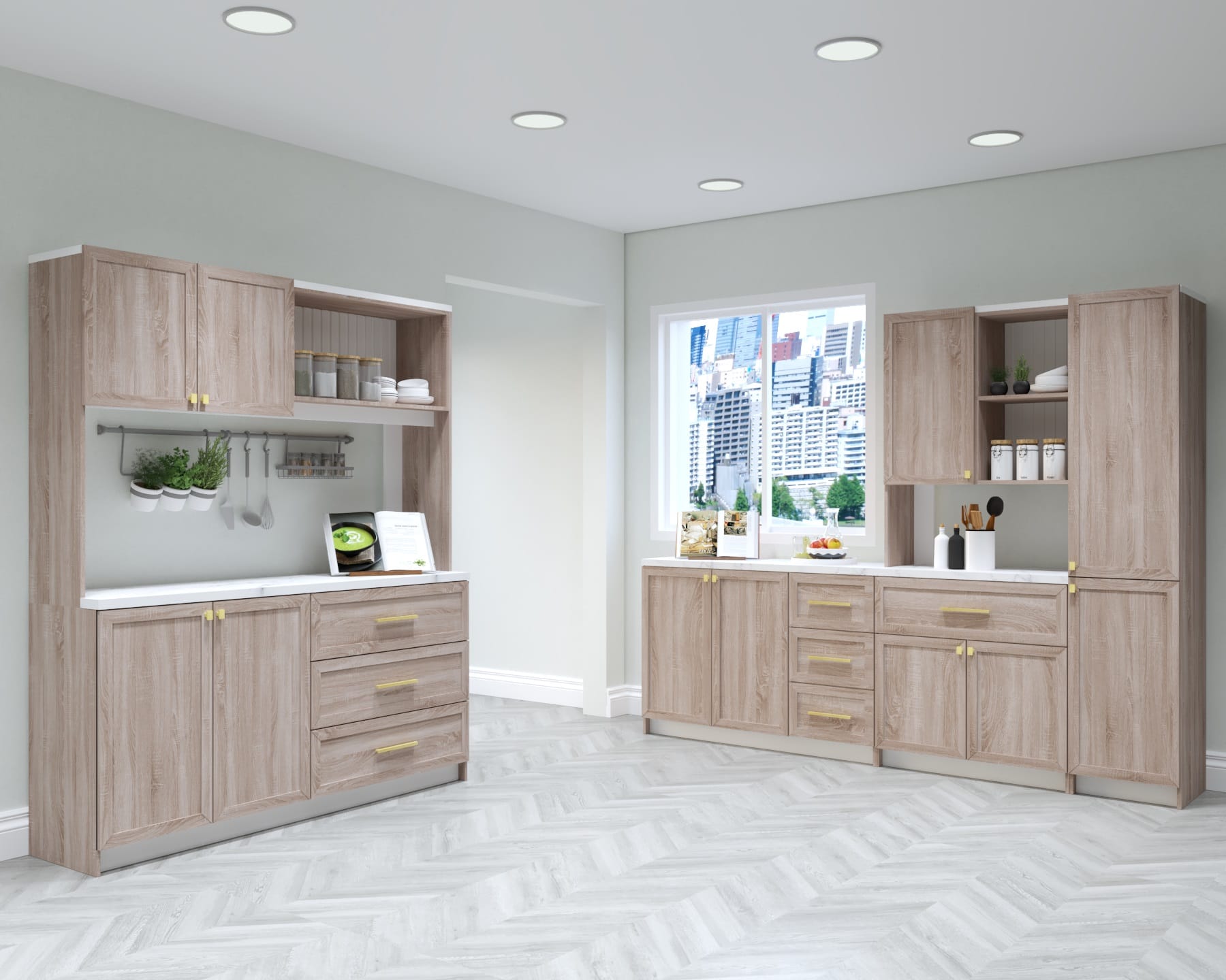 DALZELL KITCHEN CABINET DALZELL-04 2.5FT HANA OAK L800 x W400 x H1900mm