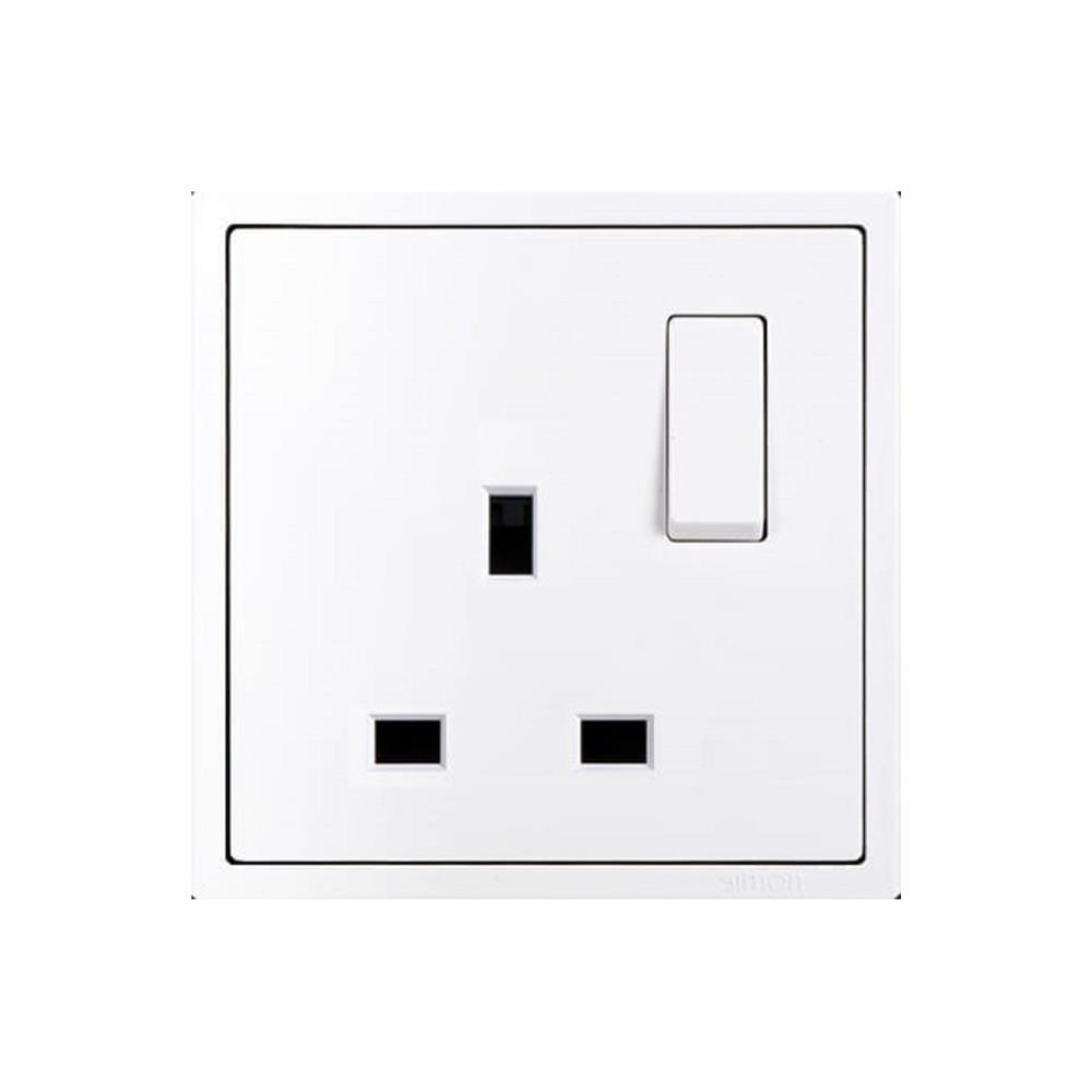 13A 1GANG FLAT PIN SOCKET H701382 WHITE SIMON