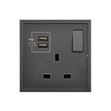 13A 1G FLAT PIN WITH 2USB H701384 BLACK SIMON