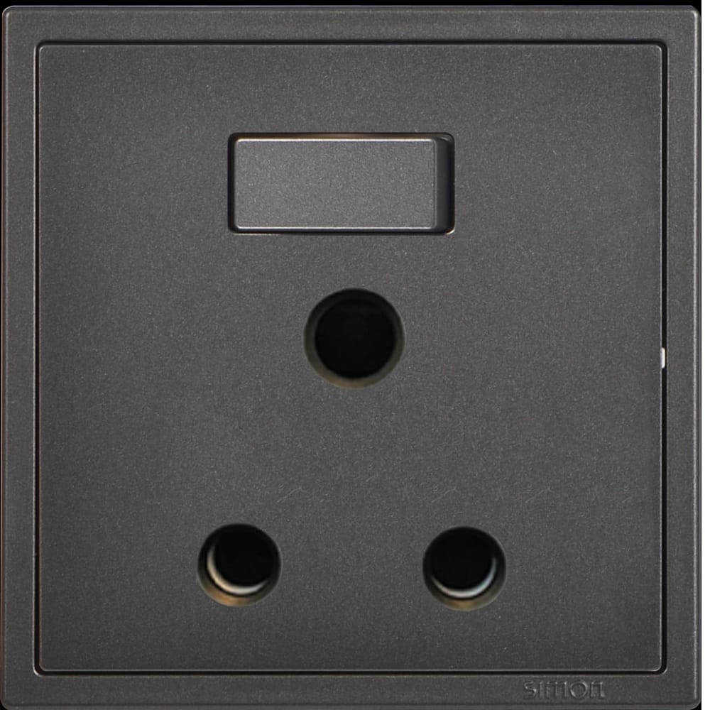 15A 1 GANG ROUND PIN SOCKET H701582 SIMON BLACK