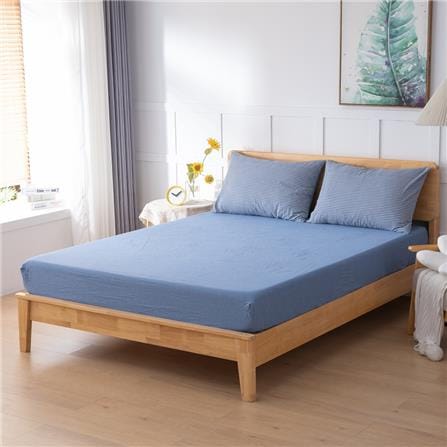 HLS BEDSHEET JAPANESE STYLE COTTON QUEEN BLUE
