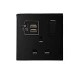 13AMP 1GANG FLAT PIN WITH 2USB SIMON 721384-BLACK