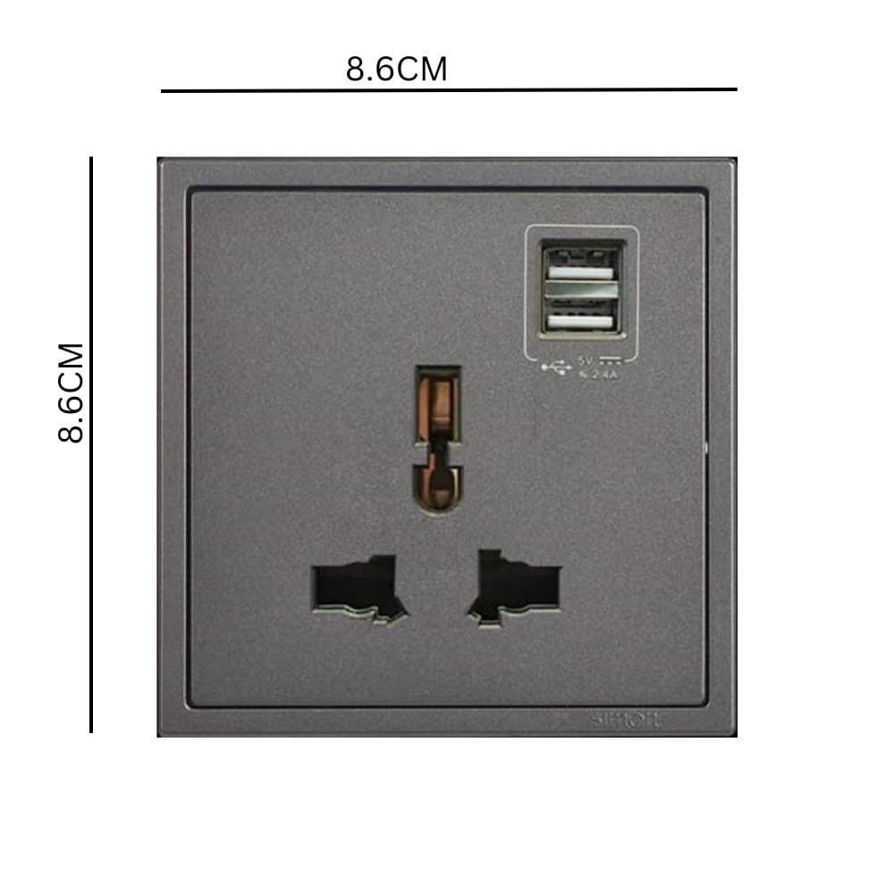 13A UNIVERSAL WITH 2USB SOCKET H70E725 SIMON BLACK